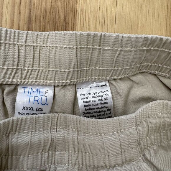 Time And Tru Khaki Drawstring Cargo Pants XXXL (22) Elastic Waist Relaxed Fit - Picture 2 of 3